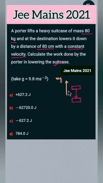 Physics S.34 Work Power And Energy: PYQ Jee Mains 2021 (Porter's Work) #jeemains #iitpreparation