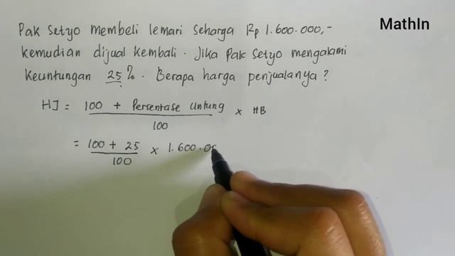 Matematika Kelas 7 | #AritmatikaSosial Cara Menghitung Harga Jual Jika Diketahui Persentase Untung