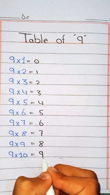 Table Of 9 #shorts #maths #tricks #trending #youtubeshorts #youtube #table #nine