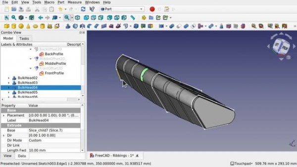 Freecad :  How to build a boat parametric boat hull / fuselage. Ribs / Bulkheads Continued