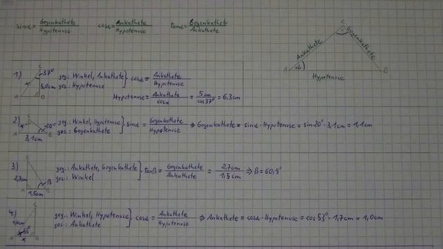 Rechtwinklige Dreiecke Berechnung Winkel Seitenlänge Mit Sinus Kosinus Tangens (Aufgabe 4)