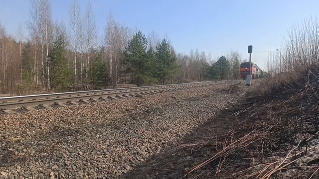 о.п. 648 км. 2ТЭ116-1740 и 2ТЭ116-557 с полувагонами. смотреть онлайн