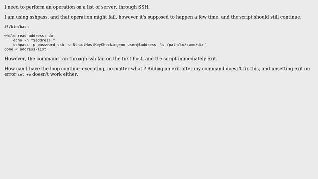 Unix & Linux: Bash script exit on command failure (sshpass) смотреть онлайн
