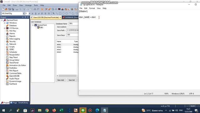 How To Fixed Decimal Point At User Log DB For Cimon SCADA
