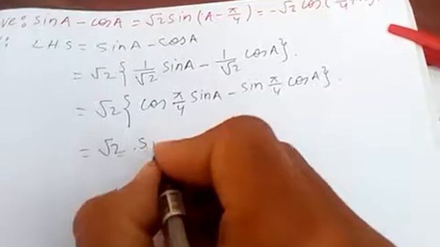 Proof of Sinx–Cosx=√2Sin(x–π/4)=-√2cos(π/4+x). смотреть онлайн