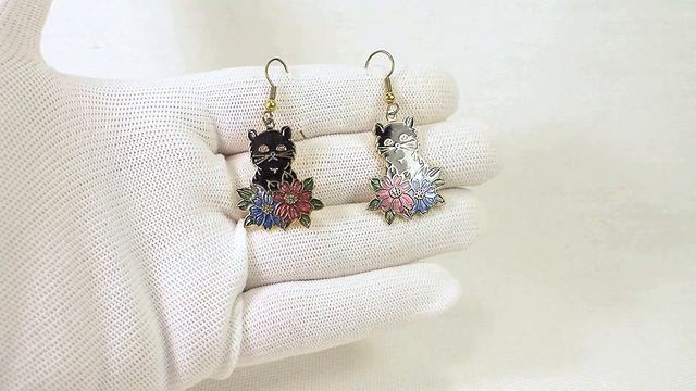 Винтажные серьги клуазоне "Персидский котенок в цветах" (Китай-Тайвань) смотреть онлайн
