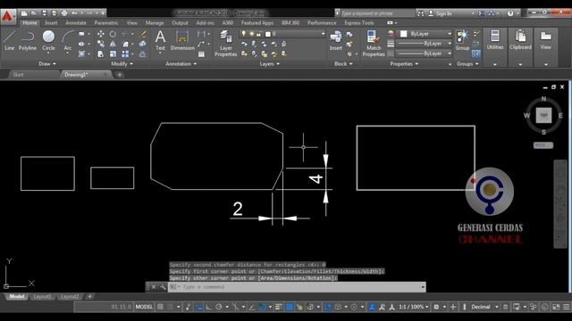 Belajar Autocad Pemula : Cara Menggambar Objek Rectangle смотреть онлайн