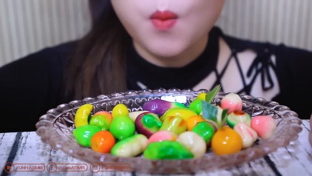 ASMR Fruit Shaped Mung Bean Cake (SOFT EATING SOUNDS) | LINH-ASMR