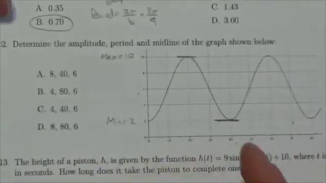 Math 30-2 Sinusoidal Functions Review MC#12