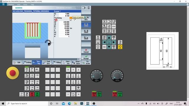 Grooving Operation(Cycle 930)In Siemens 828D Turning In Hindi