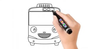 How to draw Tayo little bus. Step by step Tayo drawing for kids. Рисуем Тайо.  怎样画太友公交车。怎樣畫太友公交車簡筆