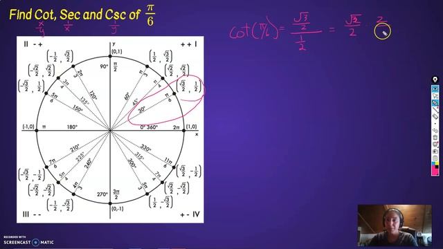 Trigonometry: How To Find SEC, CSC And COT Using The Unit Circle