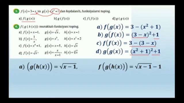 MURAKKAB FUNKSIYA. 10-SINF ALGEBRA