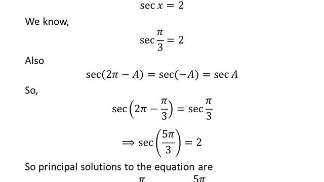 Solve sec x = 2 смотреть онлайн