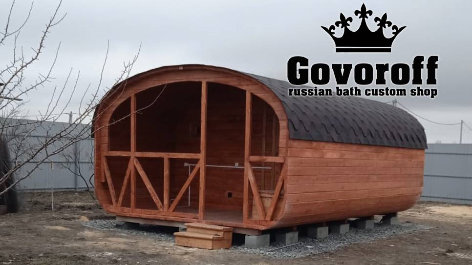 Баня Квадро овал 4х3.5 с террасой смотреть онлайн