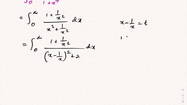 Solving Integral 1+x^2/1+x^4 From 0 To Infinity, Quickly