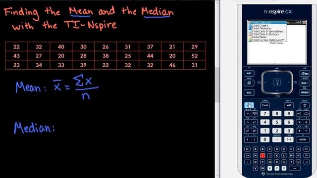 Finding Mean And Median With TI-Nspire