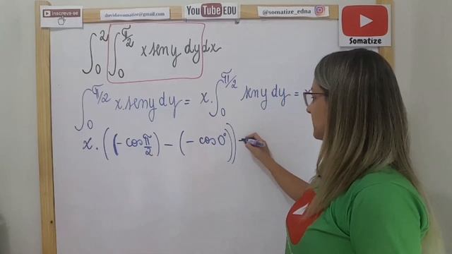 Integral iterada - Integral dupla 0 a 2 o a pi/2 xsenydydx - Professora Edna Mendes | Somatize смотреть онлайн