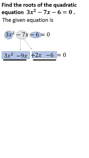 Find the roots of the quadratic equation𝟑𝒙^𝟐−𝟕𝒙−𝟔=𝟎 #term2#basicmath#samplepaper смотреть онлайн