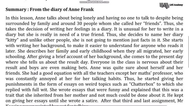 From The Diary Of Anne Frank | class 10th cbse | summary explanation | chapter 4 First Flight Book смотреть онлайн
