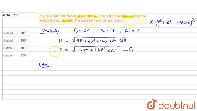 The resultant of two forces 3P and 2P is R. If the first force is doub | Class 12 PHYSICS | Doubtnu смотреть онлайн