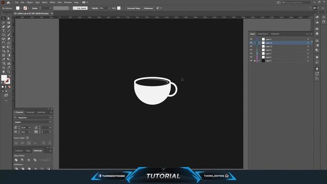 Coffee cup icon design in Adobe illustrator смотреть онлайн