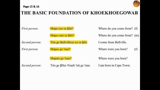 Khoekhoegowab | Segment 6: Dialogues - Asking about residence смотреть онлайн