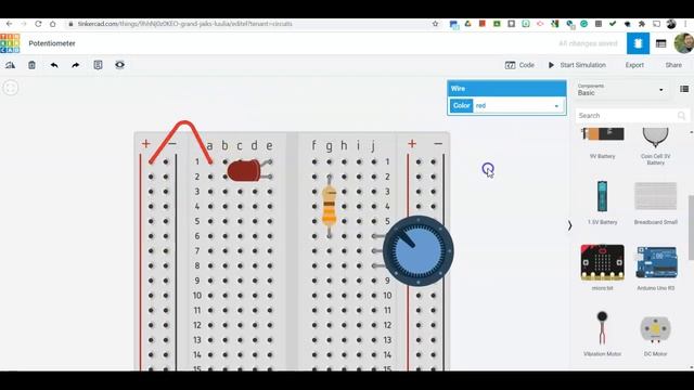 Potentiometer Circuit - Tinkercad смотреть онлайн