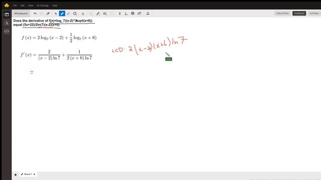 Find derivative of a log base 7 function by first expanding the log base 7. смотреть онлайн