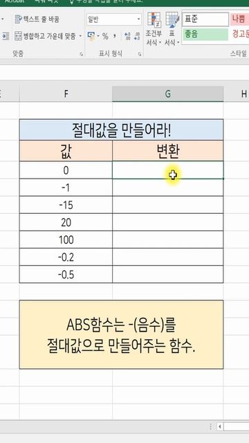 절대값으로 변환해주는 ABS 엑셀 함수! #shorts