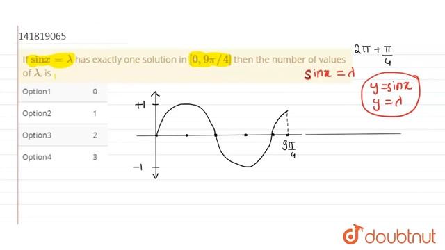 If Sin X = Lambda Has Exactly One Solution In [0, 9 Pi//4] Then The Number Of Values Of Lambda, ...