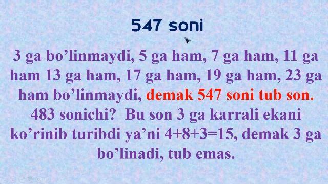 Tub Sonlar Va Murakkab Sonlar.  Tub Koʻpaytuvchilarga Ajratish. 6-sinf Matematika. #math