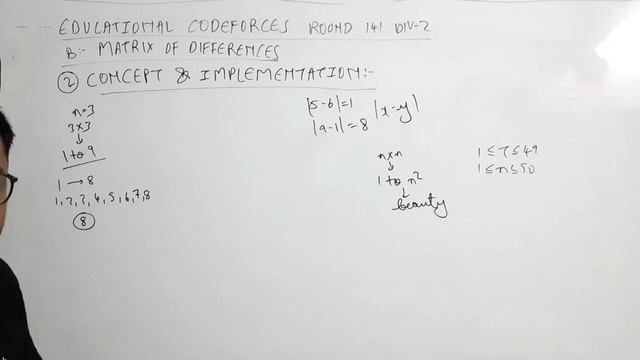 Educational Codeforces Round 141 Div2 | Problem B : Matrix Of Differences Solution | Newton School смотреть онлайн