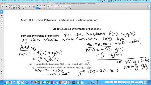Math 30-1 Sum and Difference of Functions смотреть онлайн