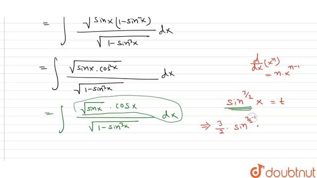 Integrate : int sqrt((sin x- sin^(3)x)/(1-sin^(3) x))dx | 12 | METHOD OF SUBSTITUTION | MATHS |... смотреть онлайн