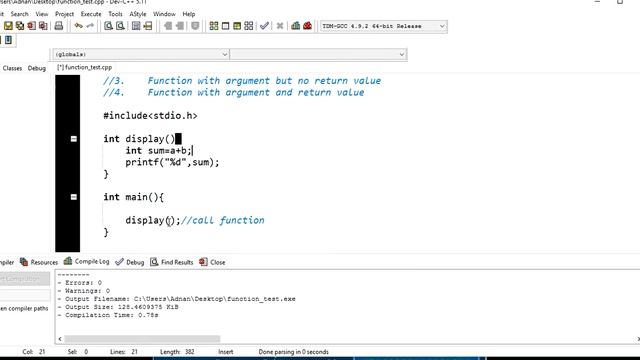 Function Argument && No Return [c Language] Part-03