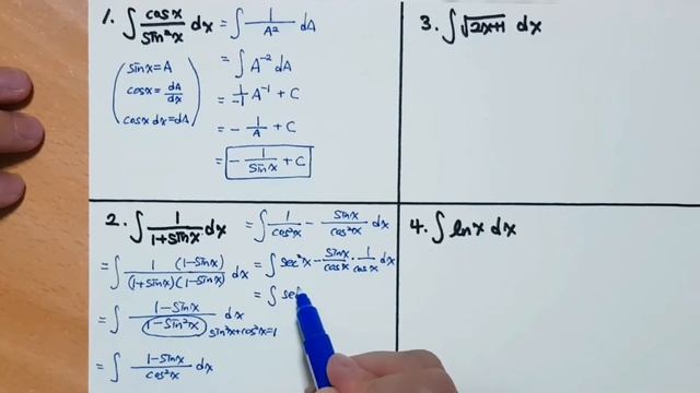[질문방]#3. Integral of cos(x)/sin^2(x), 1/(1+sin(x)), sqrt(2x+1), ln(x) смотреть онлайн