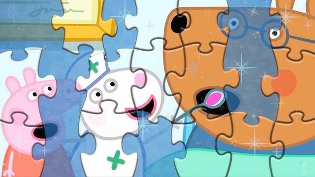 Доктор Медведь и Свинка Пеппа - пазлы для малышей Peppa Pig смотреть онлайн