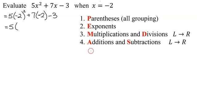 Evaluate the Algebraic Expression 5x^2+7x-3 When x=-2 Using Order of Operations смотреть онлайн