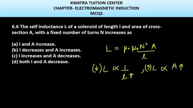 6.6 The self inductance L of a solenoid of length l and area of cross-section A, with a fixed numbe смотреть онлайн