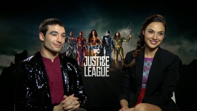 Gal Gadot as Wonder Woman and Ezra Miller Justice League Interview смотреть онлайн