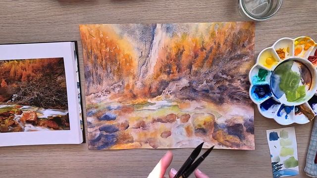 option 2 peindre paysage d'automne à l'aquarelle #watercolorpainting #aquarelledébutant #aquarelle смотреть онлайн