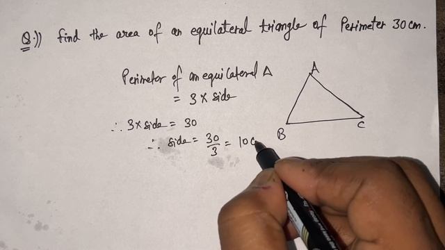 Find the Area of an Equilateral triangle of Perimeter 30 cm смотреть онлайн