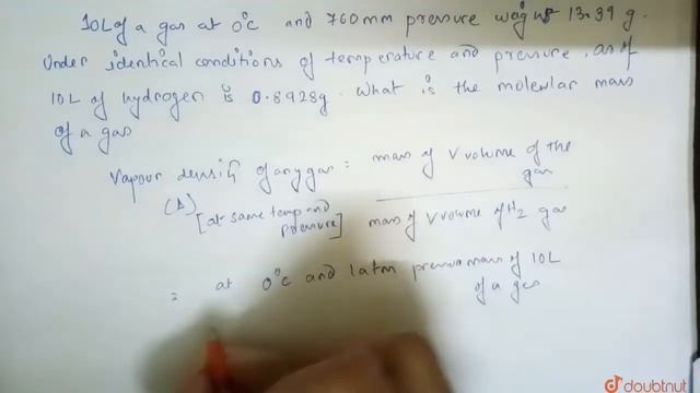 10L of a gas at 0^(@)C and 760 mm pressure weighs 13.39g. Under identical conditions of temperat... смотреть онлайн