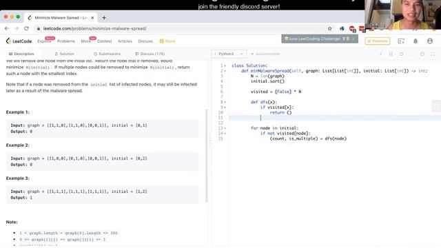 924. Minimize Malware Spread (python) (Leetcode Hard) смотреть онлайн