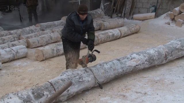 ✅Электропила на фанерном производстве. Отзыв работников Латофлекс. Раскряжевка бревен с ЭПЧ-3