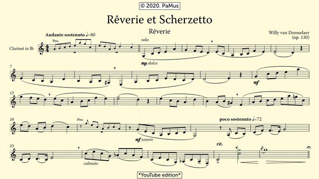 Willy van Dorsselaer: Reverie et scherzetto for clarinet and piano смотреть онлайн