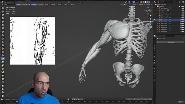 4 - Adding muscles to arm bones part 2 смотреть онлайн