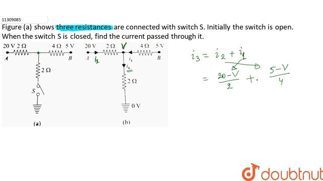 shows three resistances are connected with switch S initially the switch is open. смотреть онлайн