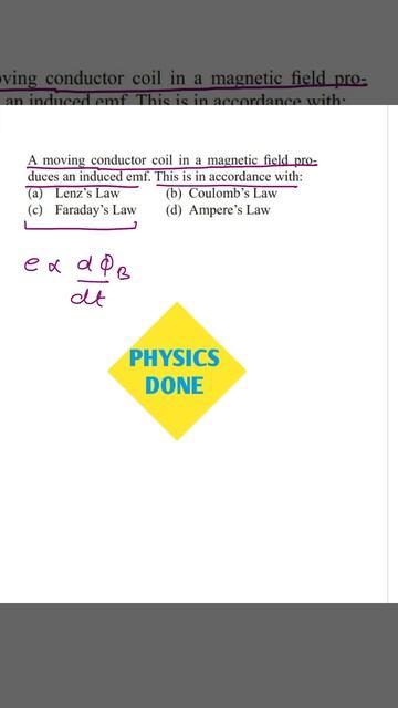 FARADAYS LAW OF EMI | LENZ LAW | ELECTROMAGNETIC INDUCTION | MAGNETIC FLUX| MCQ,S #SHORTS #YTSHORT смотреть онлайн